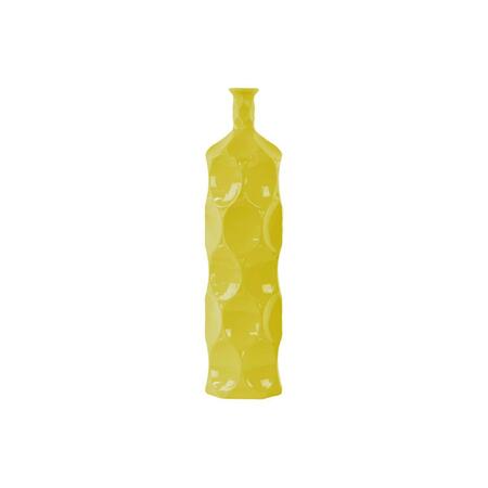URBAN TRENDS COLLECTION Ceramic Round Bottle Vase With Dimpled Sides- Large - Yellow 24403